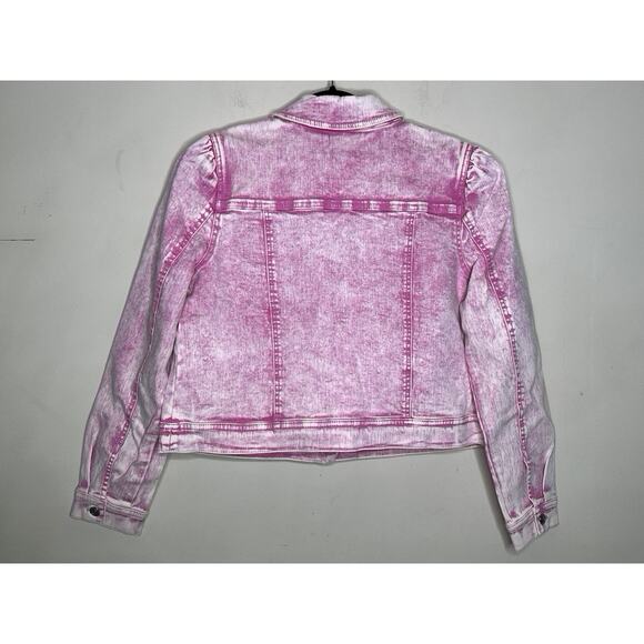 NWT Candace Cameron Bure Rose Quartz Denim Jacket Puff Shoulders Sz 6 Reg - Picture 6 of 7